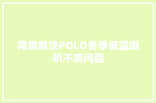 完美解决POLO冬季低温喇叭不响问题