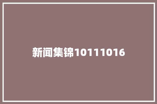新闻集锦10111016