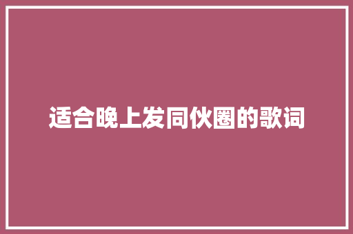 适合晚上发同伙圈的歌词