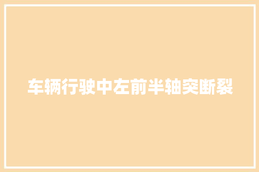 车辆行驶中左前半轴突断裂