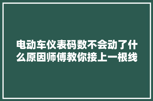 电动车仪表码数不会动了什么原因师傅教你接上一根线头就能修好