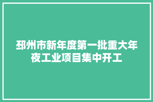 邳州市新年度第一批重大年夜工业项目集中开工