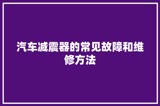汽车减震器的常见故障和维修方法