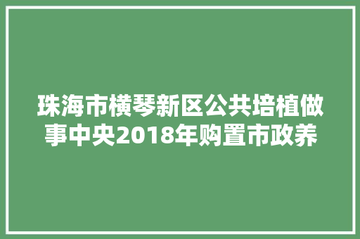 珠海市横琴新区公共培植做事中央2018年购置市政养护车辆项目终止通知书记 汽车知识