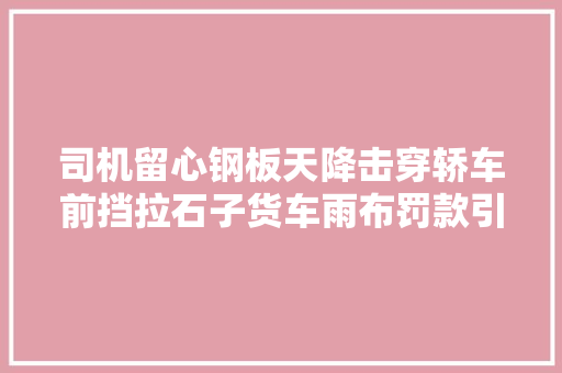 司机留心钢板天降击穿轿车前挡拉石子货车雨布罚款引热议