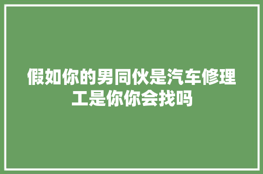 假如你的男同伙是汽车修理工是你你会找吗