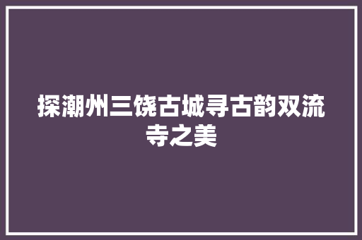 探潮州三饶古城寻古韵双流寺之美