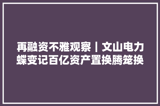再融资不雅观察｜文山电力蝶变记百亿资产置换腾笼换鸟南方电网储能疆土浮现哪些行业趋势值得关注