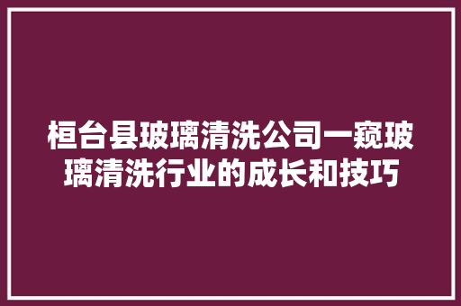 桓台县玻璃清洗公司一窥玻璃清洗行业的成长和技巧