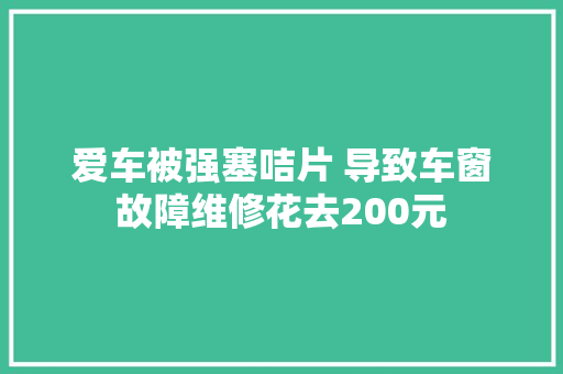 爱车被强塞咭片 导致车窗故障维修花去200元