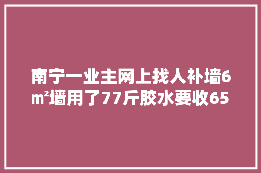 南宁一业主网上找人补墙6㎡墙用了77斤胶水要收6545元