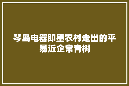 琴岛电器即墨农村走出的平易近企常青树