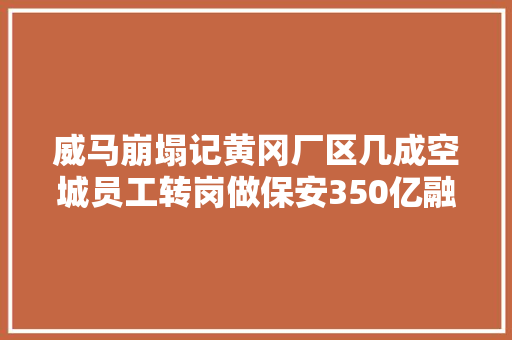 威马崩塌记黄冈厂区几成空城员工转岗做保安350亿融资去向成谜