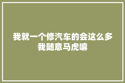 我就一个修汽车的会这么多我随意马虎嘛