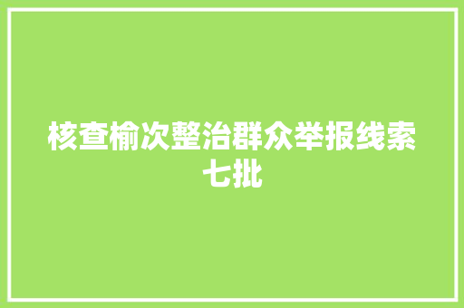 核查榆次整治群众举报线索七批