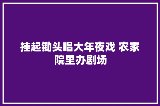 挂起锄头唱大年夜戏 农家院里办剧场