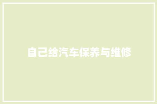 自己给汽车保养与维修 汽车知识