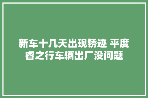 新车十几天出现锈迹 平度睿之行车辆出厂没问题