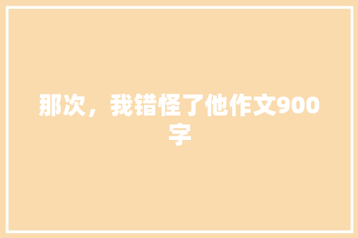 那次，我错怪了他作文900字