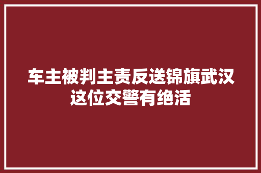 车主被判主责反送锦旗武汉这位交警有绝活