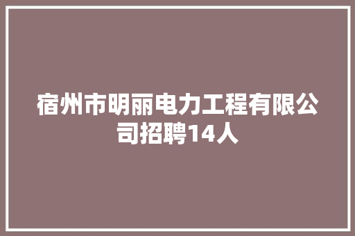 宿州市明丽电力工程有限公司招聘14人