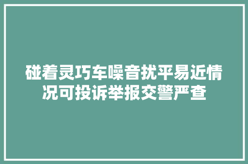 碰着灵巧车噪音扰平易近情况可投诉举报交警严查
