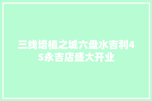 三线培植之城六盘水吉利4S永吉店盛大开业