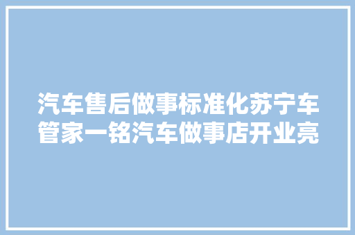 汽车售后做事标准化苏宁车管家一铭汽车做事店开业亮相