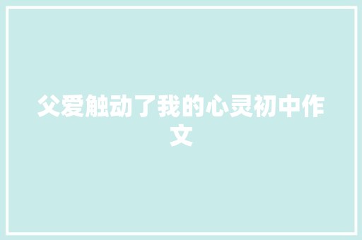 父爱触动了我的心灵初中作文