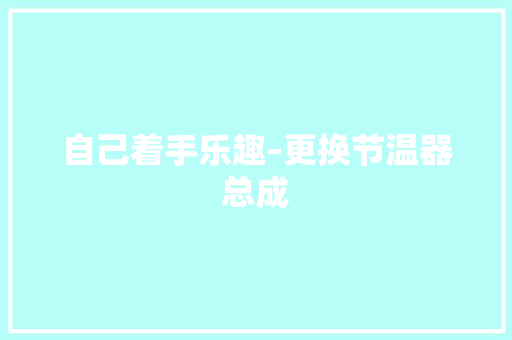 自己着手乐趣–更换节温器总成