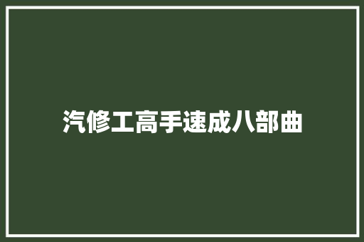 汽修工高手速成八部曲 汽车知识