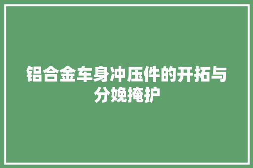 铝合金车身冲压件的开拓与分娩掩护