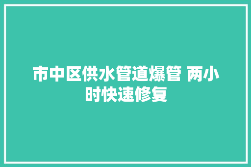 市中区供水管道爆管 两小时快速修复