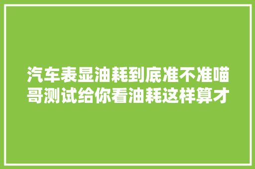 汽车表显油耗到底准不准喵哥测试给你看油耗这样算才是准确的