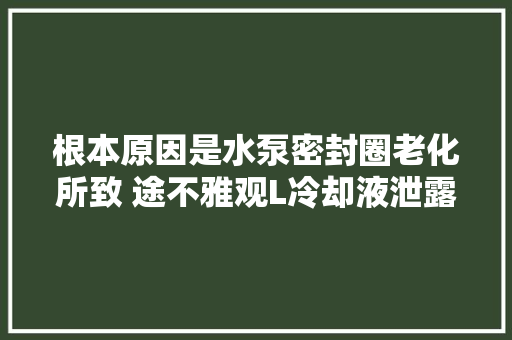 根本原因是水泵密封圈老化所致 途不雅观L冷却液泄露解决过程详解