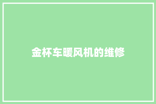 金杯车暖风机的维修