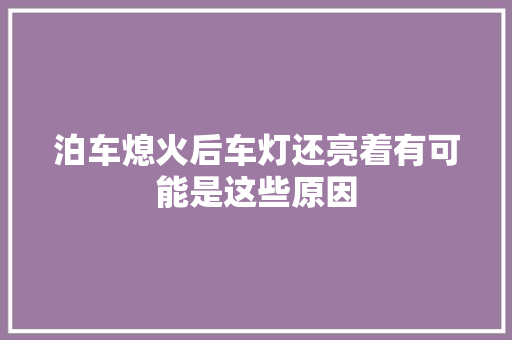 泊车熄火后车灯还亮着有可能是这些原因