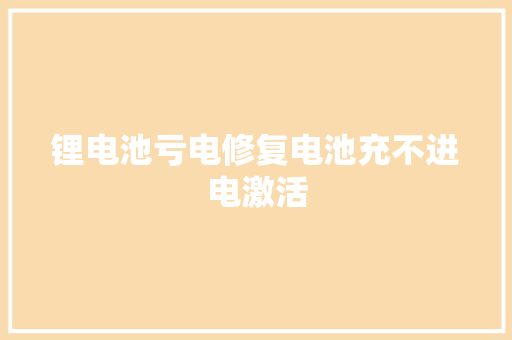 锂电池亏电修复电池充不进电激活