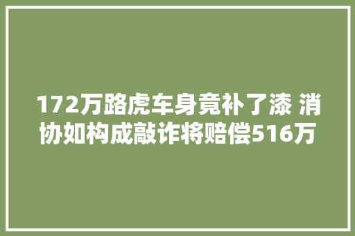 172万路虎车身竟补了漆 消协如构成敲诈将赔偿516万