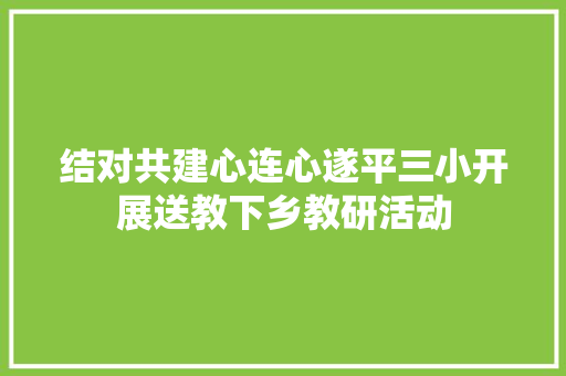 结对共建心连心遂平三小开展送教下乡教研活动