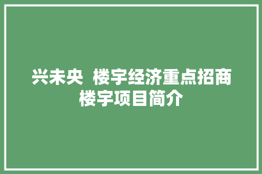兴未央  楼宇经济重点招商楼宇项目简介