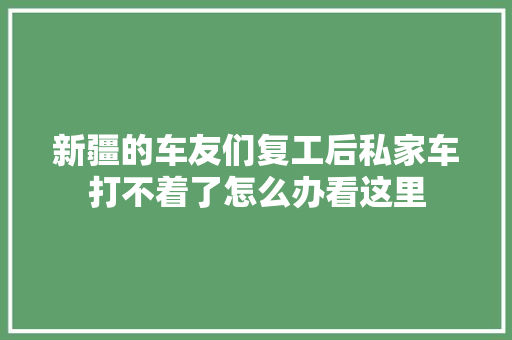 新疆的车友们复工后私家车打不着了怎么办看这里