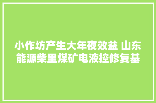 小作坊产生大年夜效益 山东能源柴里煤矿电液控修复基地见闻