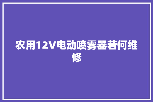 农用12V电动喷雾器若何维修