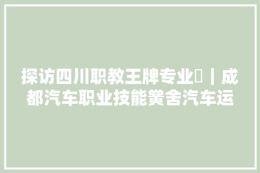 探访四川职教王牌专业㉙｜成都汽车职业技能黉舍汽车运用与维修专业培养有匠心的汽修人