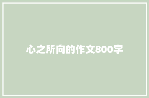 心之所向的作文800字