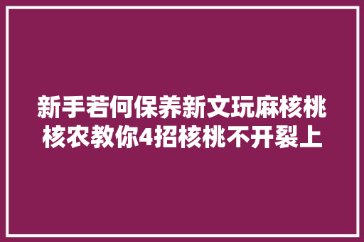 新手若何保养新文玩麻核桃核农教你4招核桃不开裂上手易红