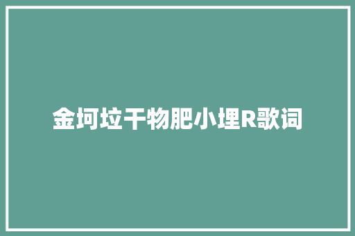 金坷垃干物肥小埋R歌词