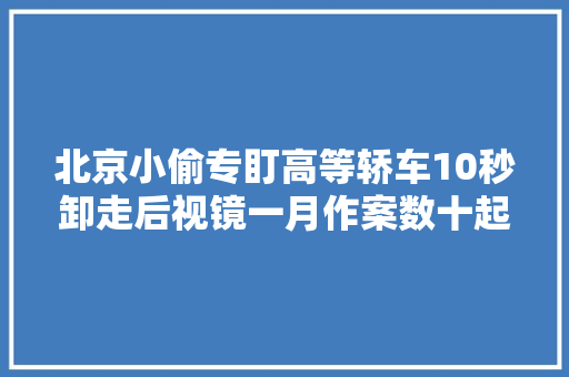 北京小偷专盯高等轿车10秒卸走后视镜一月作案数十起