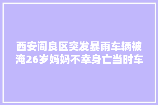 西安阎良区突发暴雨车辆被淹26岁妈妈不幸身亡当时车上